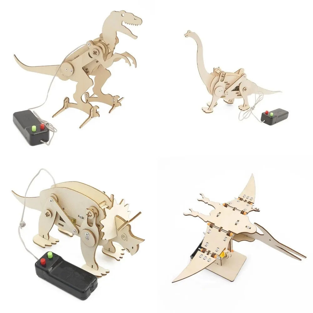 Dinosaur STEM Kit: DIY Educational 3D Wooden Puzzle & Science Building Set