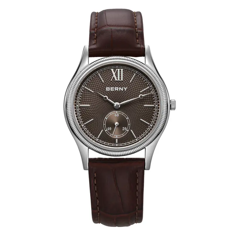 BERNY Men's Watches Slim Luxury Classic Stylish Dress Quartz Watch Fashion Elegance Leather Band Wristwatch - Image 8