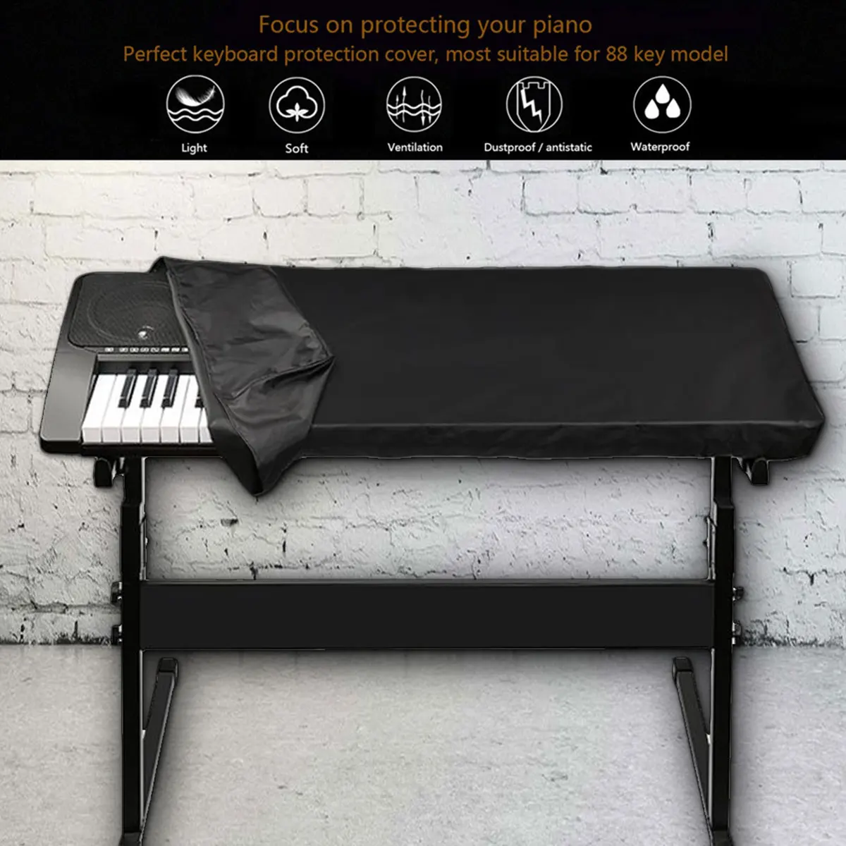 61 / 88 Keys Piano Keyboard Dust Cover Dustproof Waterproof Keyboard Cover Foldable Easy to Clean With Shrinkable Drawstring