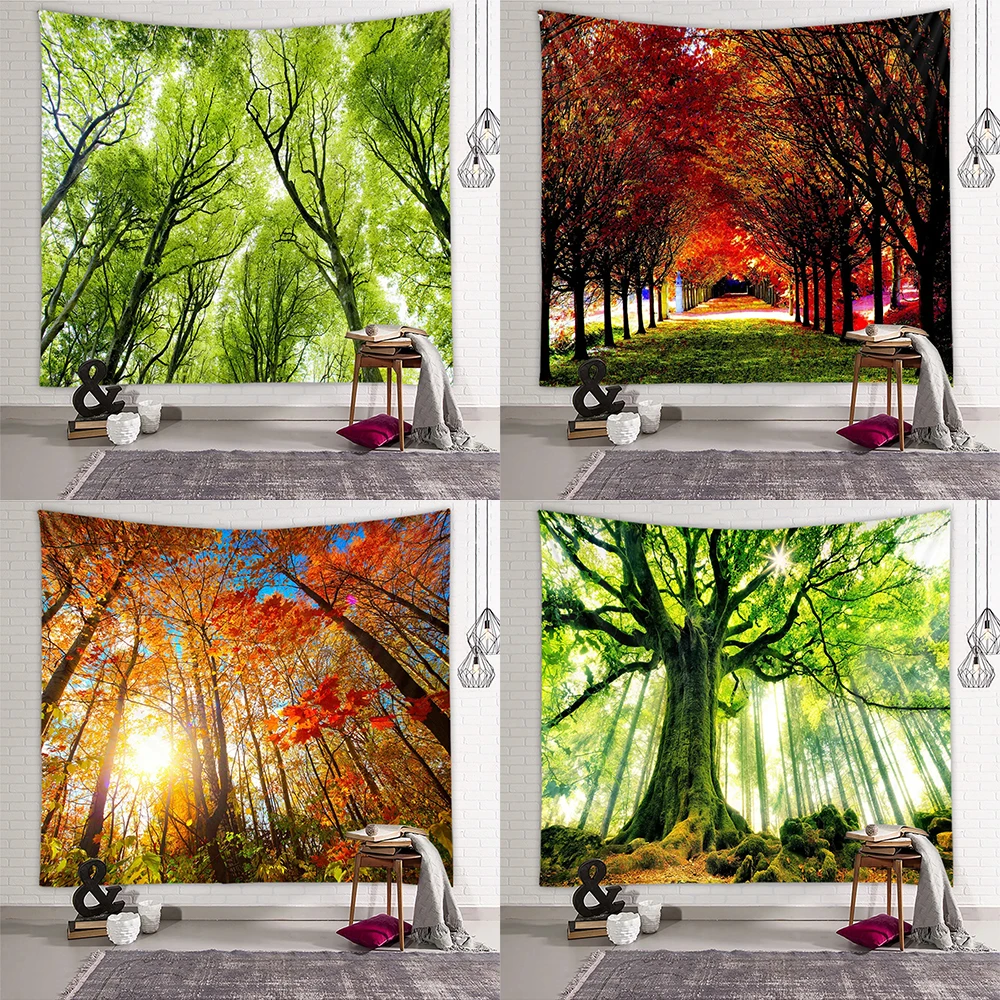 Forest tapestry natural scenery background cloth home decoration room bedroom living room wall hanging cloth