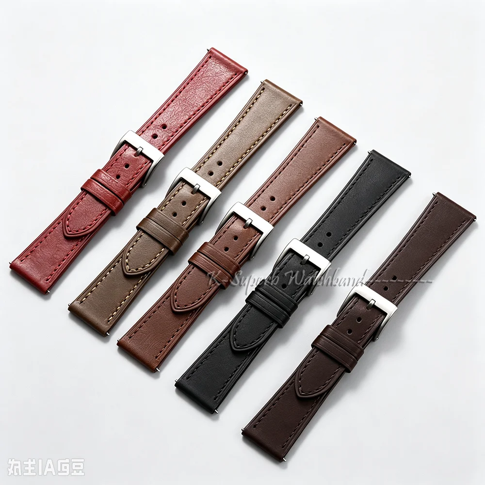 Premium Waterproof Leather Watch Strap with Pin Buckle - Versatile Sizes