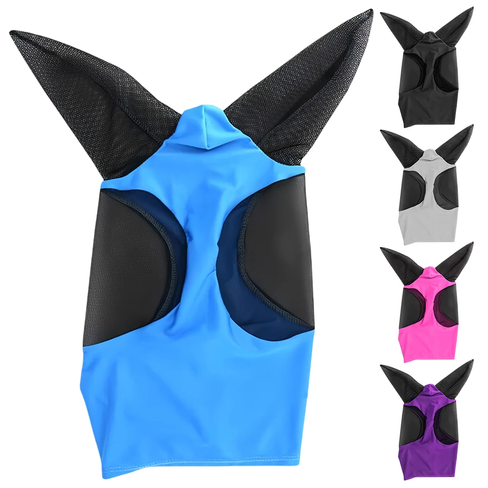Mesh Fly Mask Hood Breathable Anti Fly Stretchy Knitted Mesh Mask Anti-Worms Horse Flying Mask Horse Riding Equestrian Equipment 4