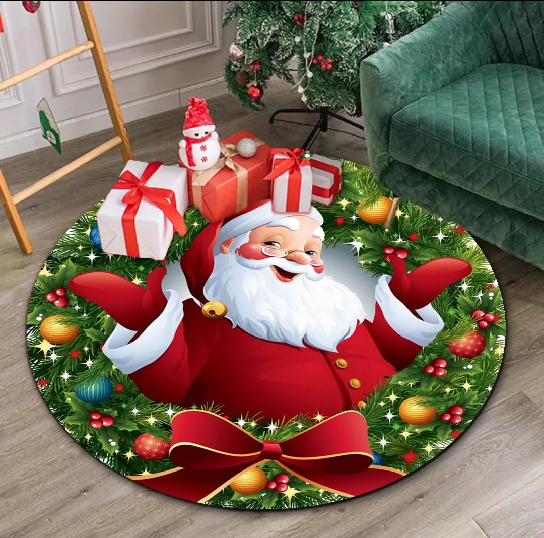 

Christmas Round Carpet Living Room Bedroom Hanging Basket Children's Floor Decoration Rug Home Bath Mat