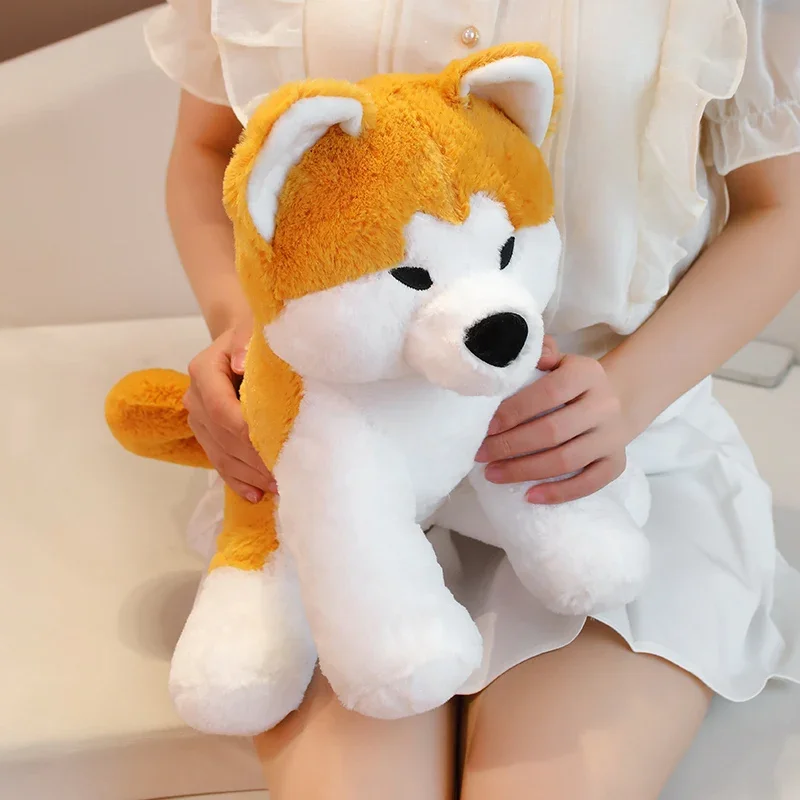 시뮬레이션 아키타 개 봉제 인형, 실물 같은 시바 이누 개 부드러운 베개, 애완 동물 인형, 어린이 소년 소녀 생일 선물 장식, 35 cm, 45cm