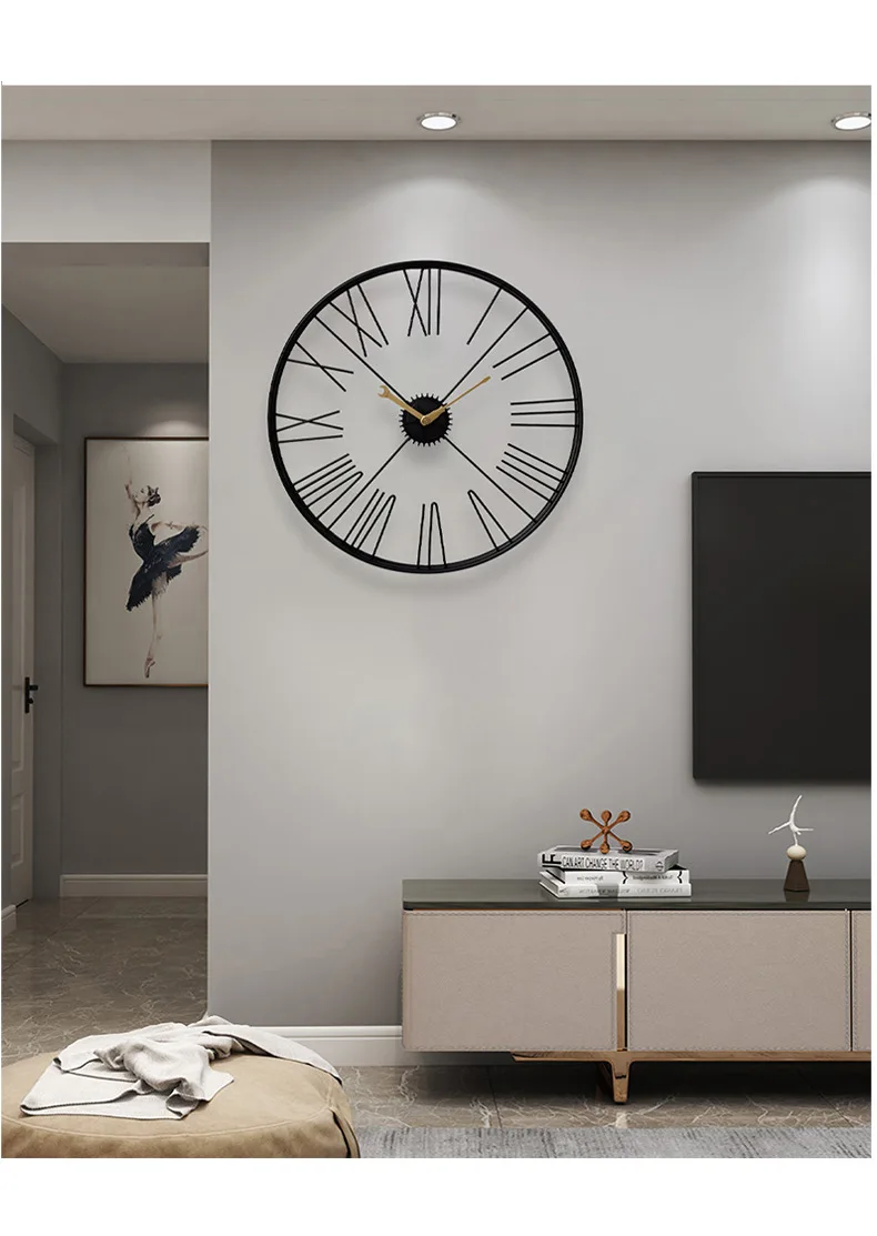 Amerikanische Mode Getriebe Römische Wanduhr Retro Metall Industriellen Stil Zimmer Gym Uhr Runde Restaurant Luxus Uhr Hause Dekoration – Detail 15