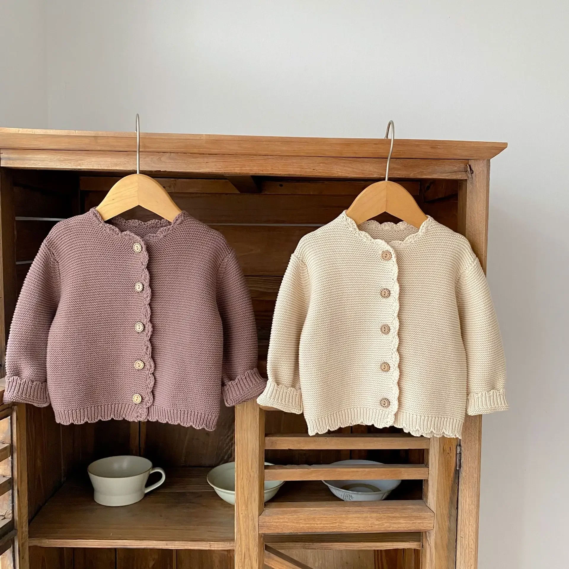 Herbstliche Baby-Strickjacke – langärmeliger Strickpullover-Mantel für Jungen und Mädchen | Vielseitige Jacke mit O-Ausschnitt für den Winter, Strickjacke für Babys – Detail 6