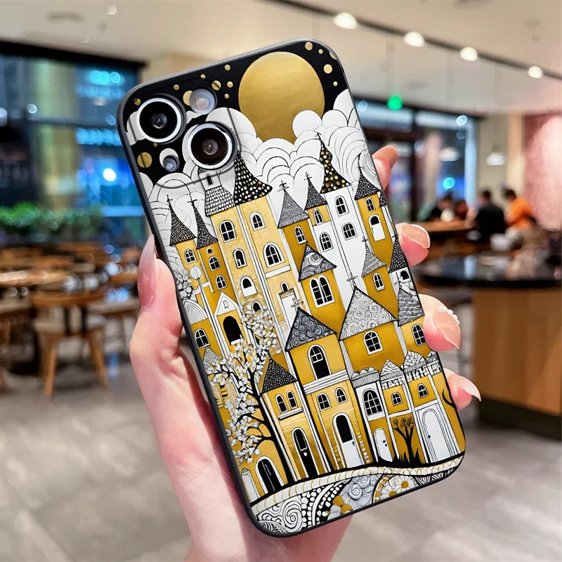 Vintage Art Houses Style Painted Soft Phone Case