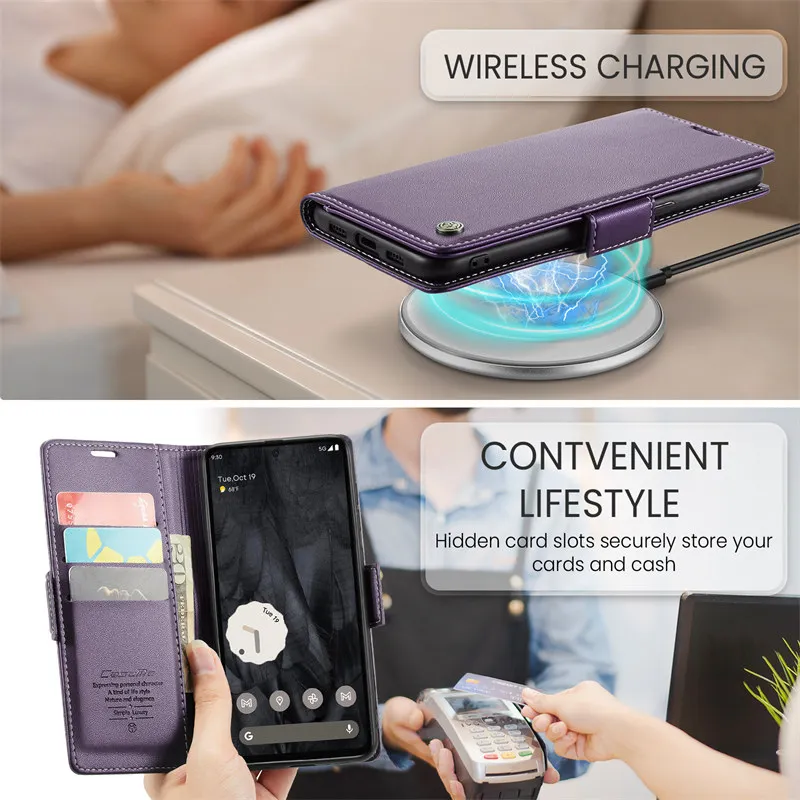 Luxury CaseMe Flip Stand Leather Wallet Phone Case with Card Slots and Book-Style Back Cover