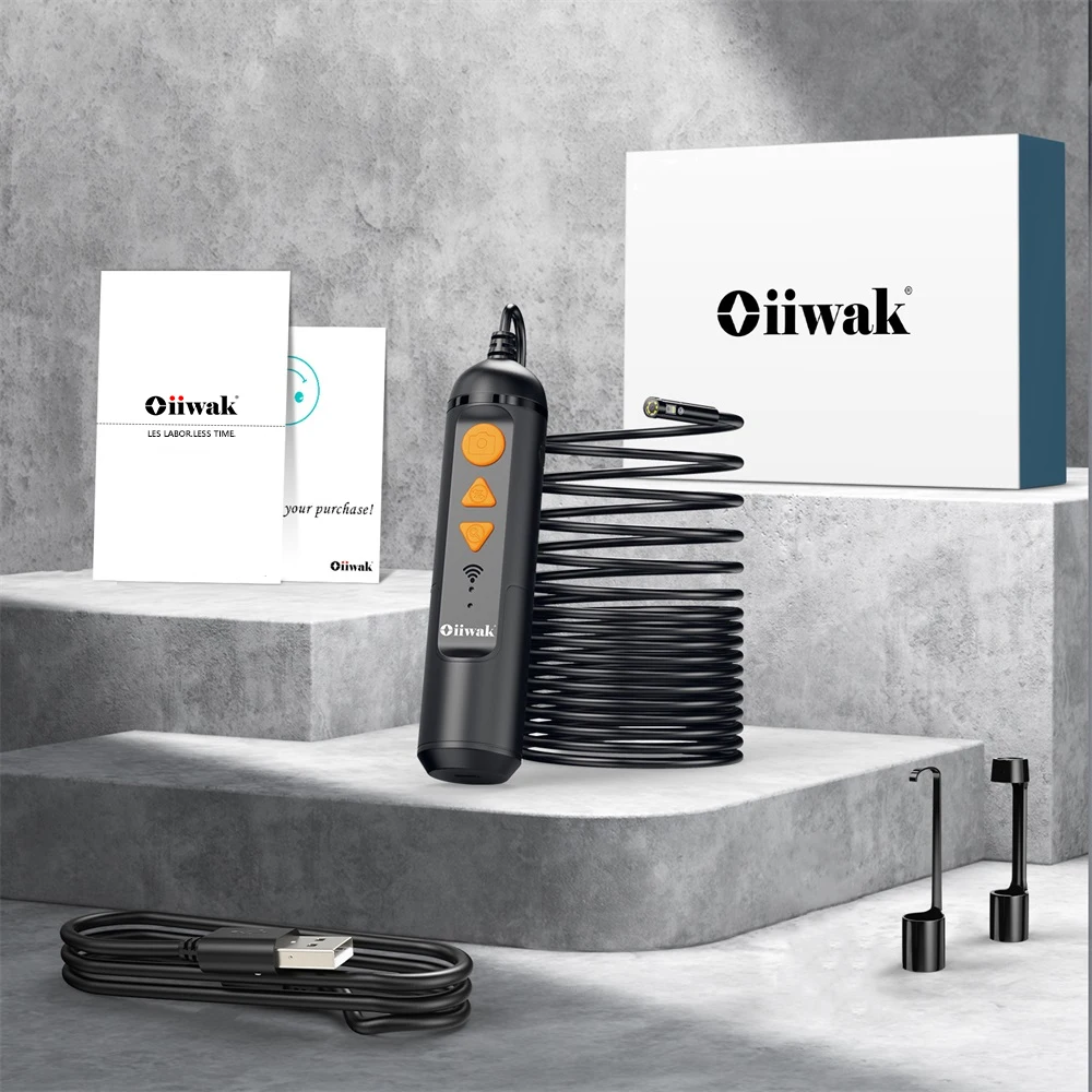 Oiiwak 8MM Triple Lens Wifi Endoscope Camera 1080P Wireless Borescope IP68 Waterproof Snake Endoscope Camera Sewer Plumbing