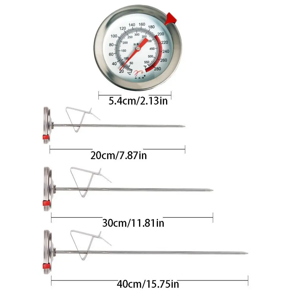 0~300℃ Kitchen Probe Thermomete Large Dial Stainless Steel Pointer Thermometer Precision Portable BBQ Thermometer Tester