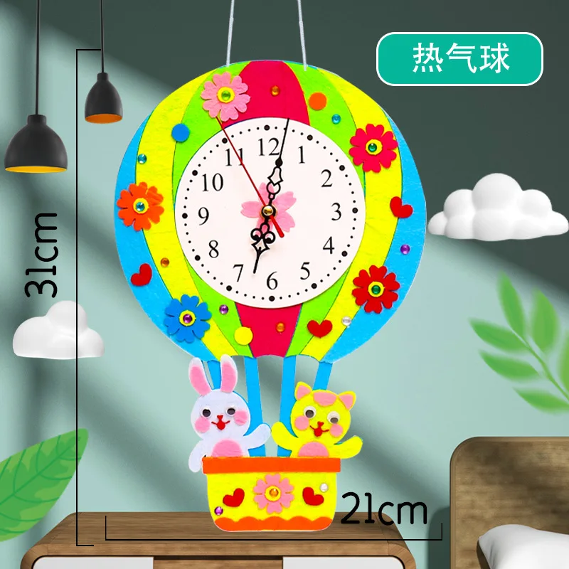 

Early Educational Kindergarten Nonwoven Cartoon Wall Clock Children Manual DIY Animal Creative Clock