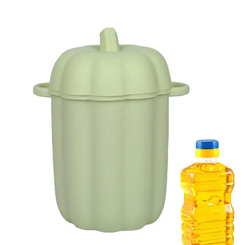 

Silicone Freeze Oil Collector Bin 460ml Grease Container Can With Fine Mesh Pumpkin Shape Cooking Oil Fat Separator Bacon Grease