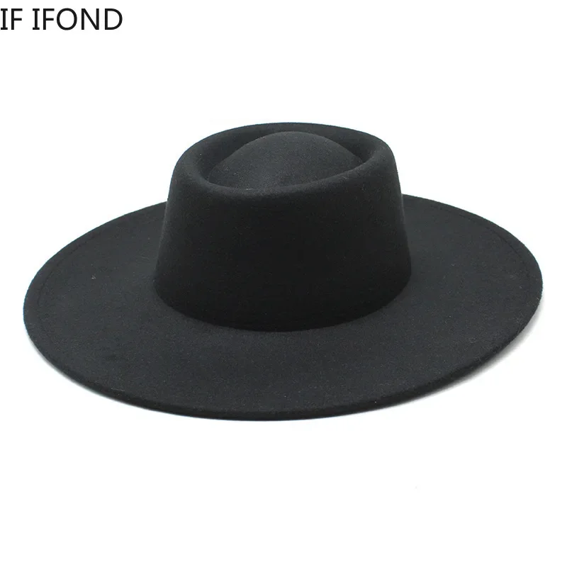 Classic British Style 9.5CM Big Wide Brim Fedora Hat For Women