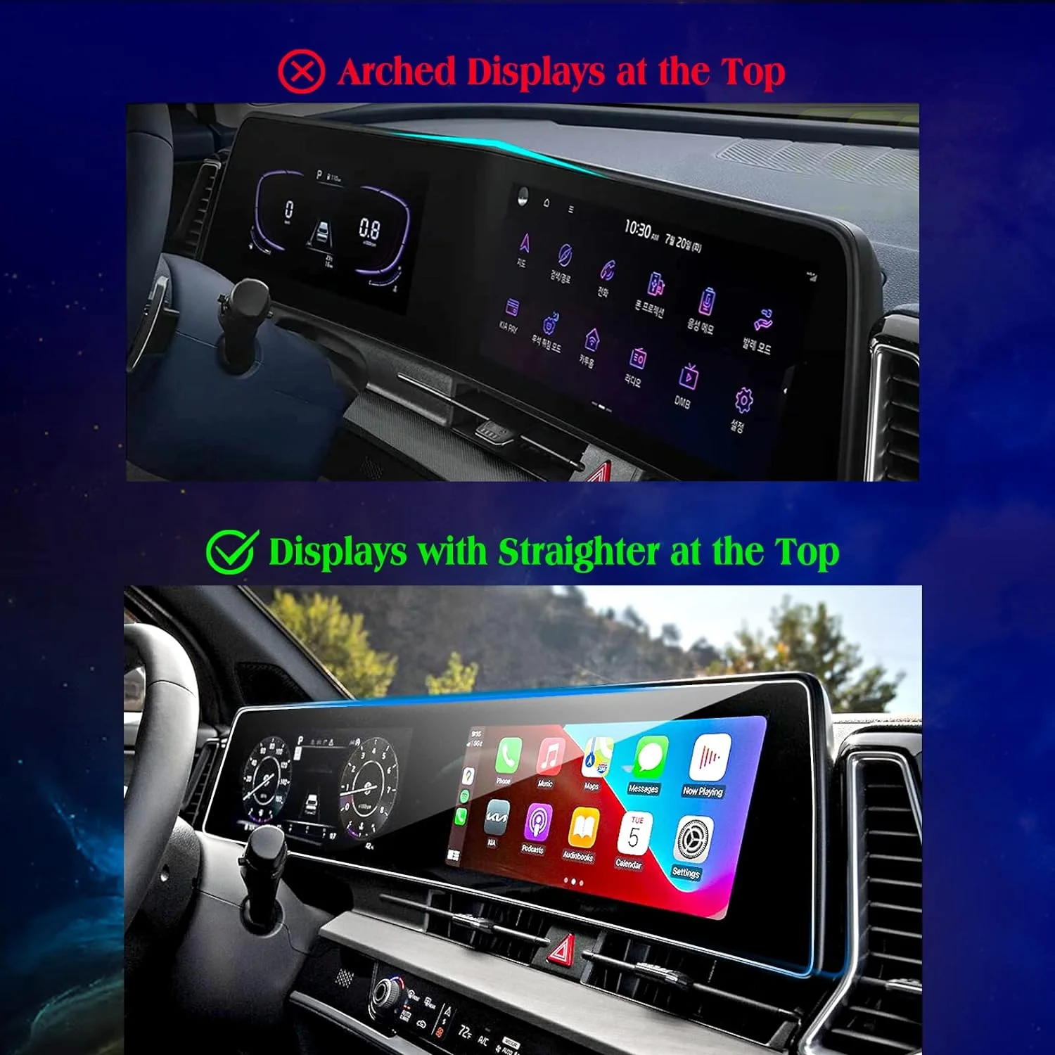 2022 2023 KIA EV6 NQ5 유리 HD 터치 스크린 보호기 미디어 디스플레이 필름 커버 2pcs 세트 Fit SPORTAGE NQ5 에어 콘솔 필름