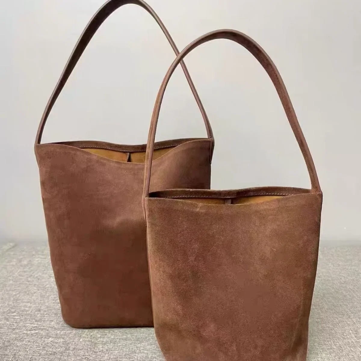 

Luxury Designer Shoulder Bag Fashion Faux Suede Bucket Bag Winter Large Women's Handbag Soft Shopper Tote Purses Ladies Clutch