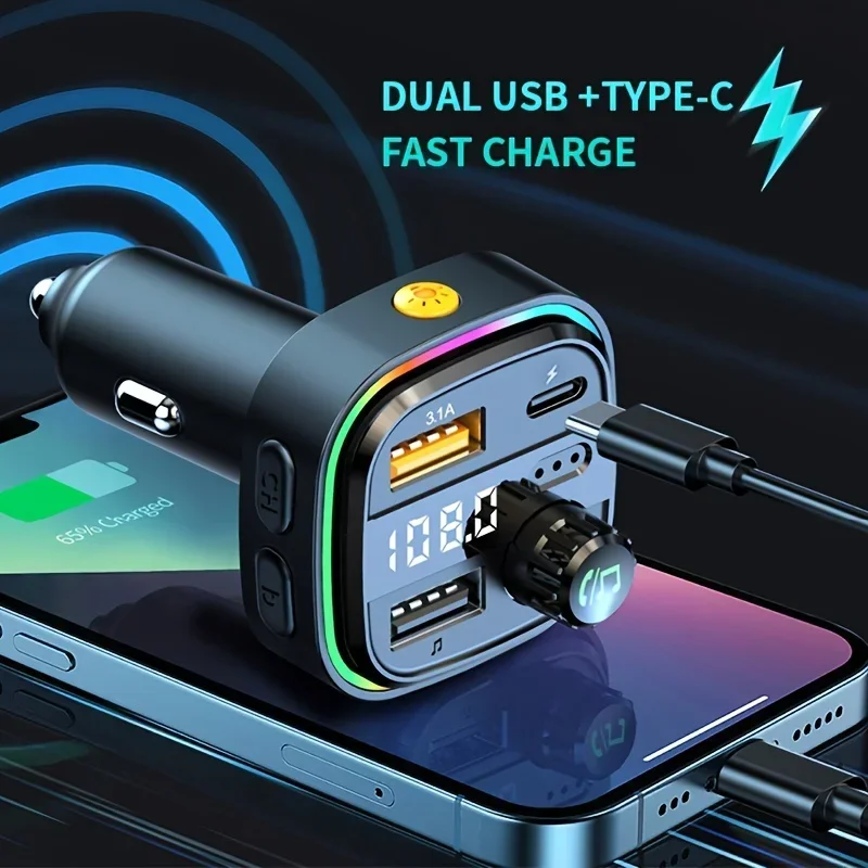 FM Transmitter Car MP3 Player VIKEFON Bluetooth 5.0 Handsfree Car Radio Modulator With 15W USB Super Quick Charge Adapter for Car