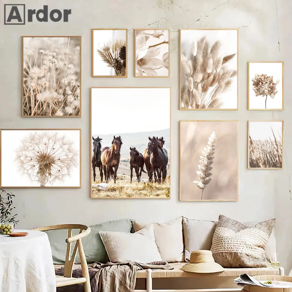 

Dandelion Art Painting Flower Canvas Poster Dried Grass Wall Art Print Horse Posters Nordic Wall Pictures Living Room Home Decor
