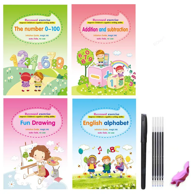 4 Livres 1 Ensemble De Pratique Décriture Groove Cahier Dexercices  Formation Au Contrôle Du Stylo Pour Enfants Livre Anglais Complet Poste  Décriture Groove Pour Enfants Préscolaire Stylo Dur Poste Décriture - Jouets