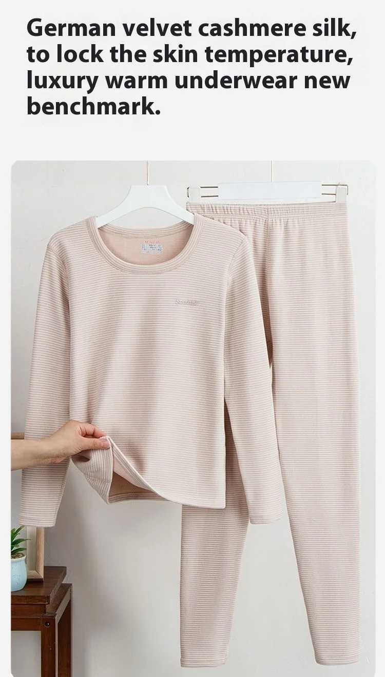 Autumn and Winter New Women's Cashmere Silk Thermal Underwear Set of Qiu Yi Qiu Pants Teenage Thermal Clothing Bottoming Underwe