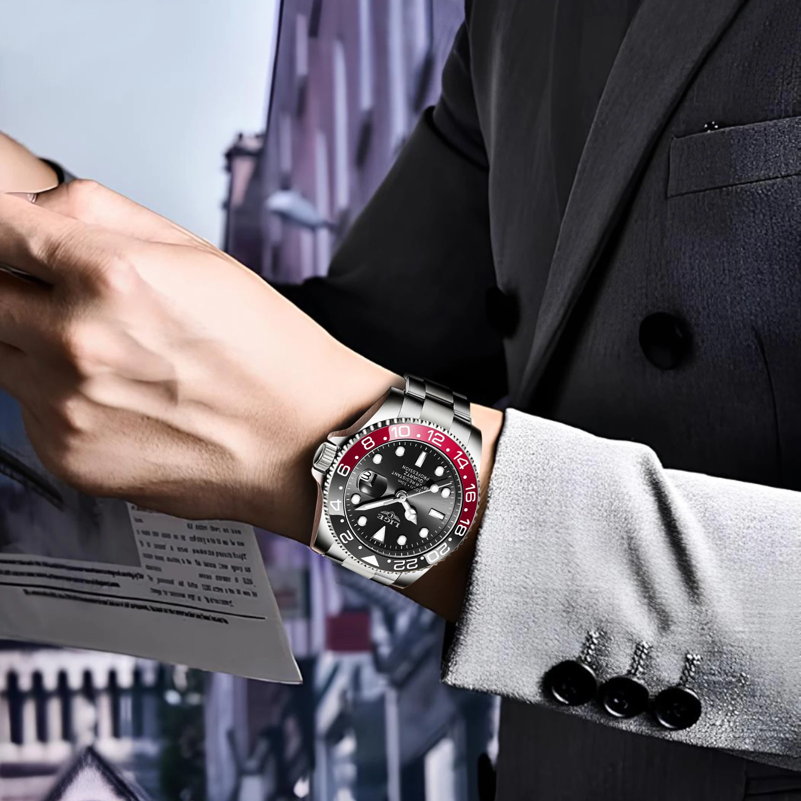 Elegant LIGE Men's Luminous Stainless Steel Quartz Luxury Watch - Waterproof Business Timepiece