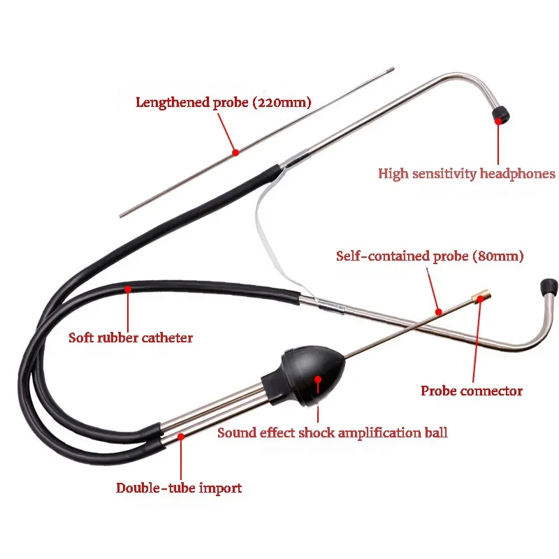 Automotive Mechanical Tools, Mechanic's Stethoscope Engine Diagnostic Sensitive Hearing Tool for Cars, Trucks and Motorcycles