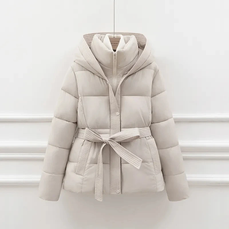 2026 New Winter Hooded Long Sleeve Solid Color Black Cotton-padded Warm Loose Big Size Jacket Women Parkas Fashion Outwear