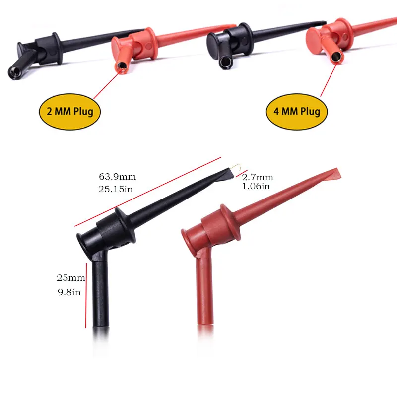 New Multimeter Test Probe Hook  Smd Ic Clamp Spring Damage Test  For Test Lead 2mm/4mm Interface