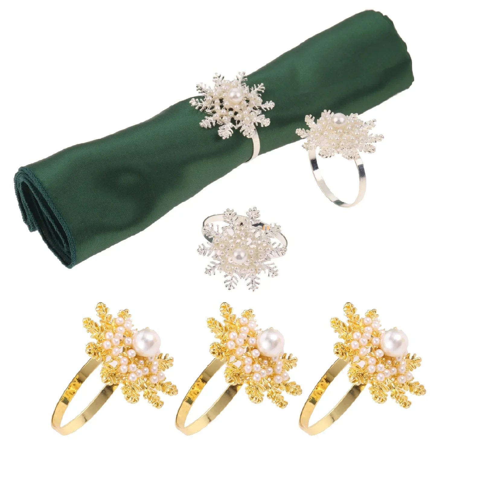 

6Pcs Elegant Gold/silver Hollow Snowflake Napkin Buttons for Christmas,Ideal Table Decoration for Parties Wedding Napkin Rings