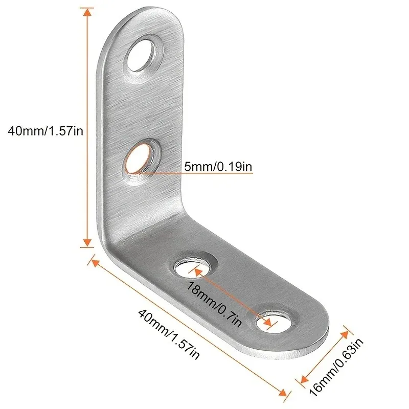 Angle bracket 6pcs stainless steel 90 degree L shaped 40mm X 40mm X 16mm heavy duty