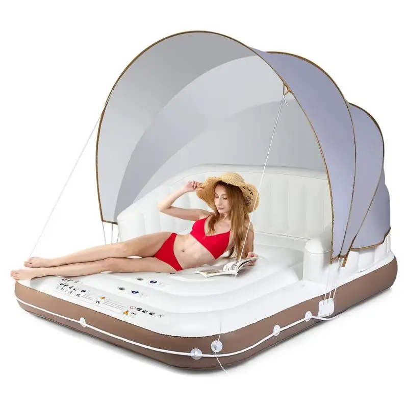 

Costzon Lounge Swimming Rable Sunshade, Inflatpy wders Backrest Armrest for Pool Lake River, Enjoy Cool Shade in Hot Days