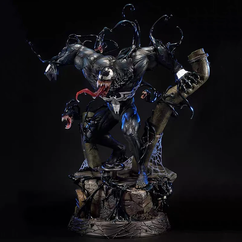 38Cm Anime Marvel Amazing Spider-Man Figure Venom Action Figures Triple Headed Pvc Model Figurine Collection Decorazione Regali