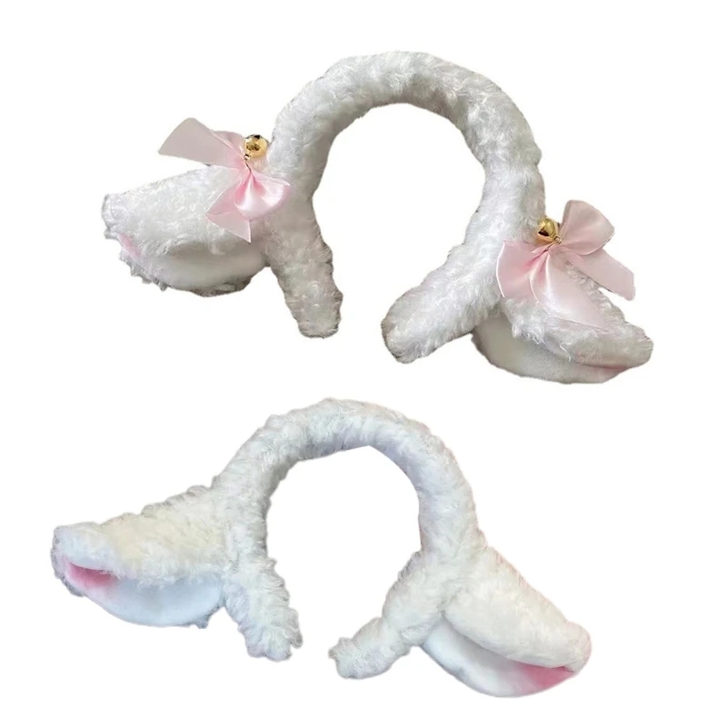 

449B Soft Lamb Headband Animal Shape Plush Ears Hair Hoop for Washing Face Fluffy Animal Hairbands Cartoon Costume