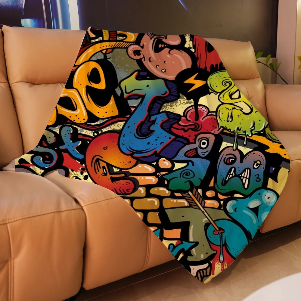 Graffiti Blanket Customizedt Blanket Cozy Warm Fleece Blanket Halloween Decoration For Couch Sofa Bed 2