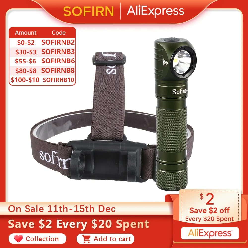  Sofirn SP40 Headlamp 18650 USB Rechargeable 18350 Flashlight Head lamp XPL 1200lm LED Headlight with Magnet Tail Cap 
