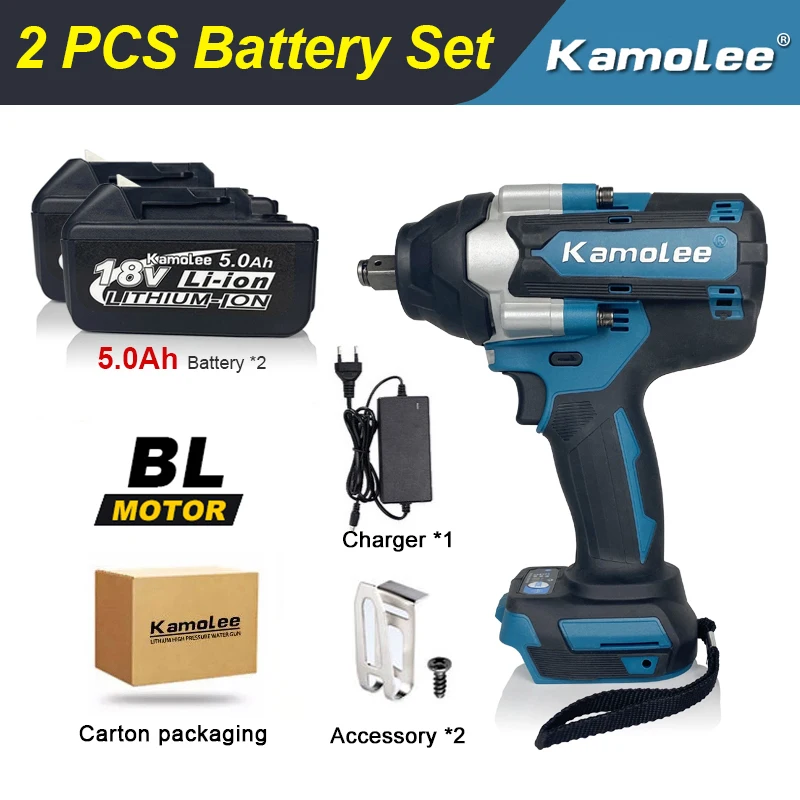 Kamolee 브러시리스 전기 임팩트 드릴, 무선 전기 스크루 드라이버, 가정용 DIY 전동 공구, 마키타 18V 배터리, 13mm