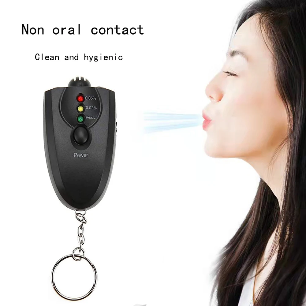 Portable Breathalyzer Keychain Red Light LED Flashlight Alcohol Breath Tester Professional Keychain Alcohol Tester Analyzer