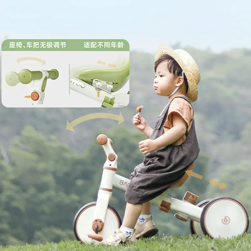 4-in-1 Children's Tricycle Sliding Walkers,Baby Handcart 3 Wheel Bicycle,1-3 Year Lightweight Balancing Bike Child Bikes