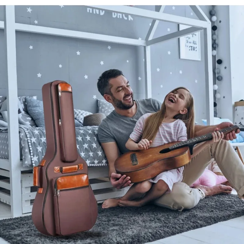 Acoustic Guitar Bag 41 Inch Thickened Waterproof Oxford Nylon Double Straps Cotton Padded Guitar Case Gig Backpack