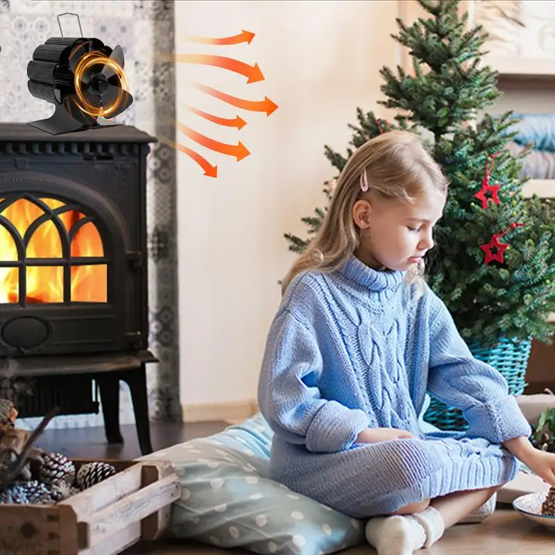 6 Blade Fireplace Fan Heat Powered Fan Quiet Operation Circulating Warm Air Wood Stove For Pellet Burner Christmas Fireplace stove fan