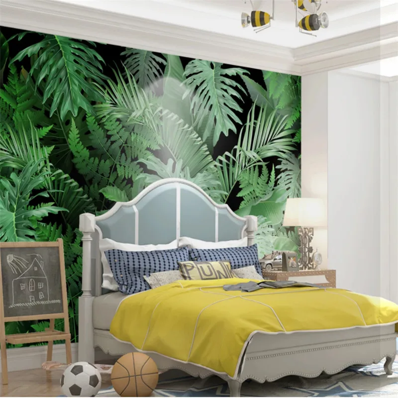 Mural personalizado de folha de tartaruga tropical escura vintage para  decoração de casa decoração de quarto papel de parede 3D papel de parede de  fundo de sala de estar 250 cm (L) ×