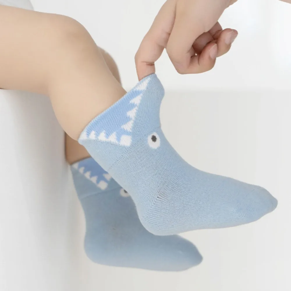 4 Pairs Baby Socks Japanese Cartoon Cute Bear Zoo Embroidery Children's Elastic Socks 0-8Y