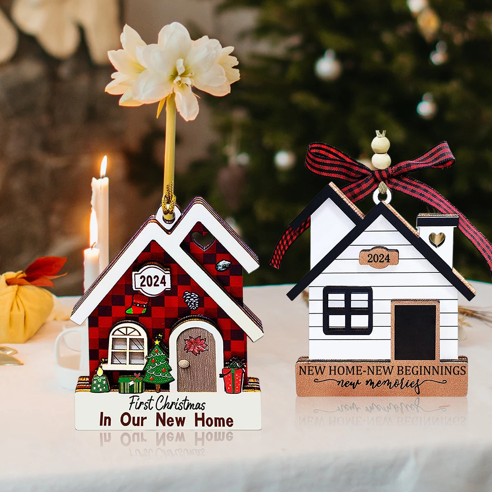 Home Ornament Wooden Housewarming Gift for First Christmas in New Home Perfect for Couples and Families