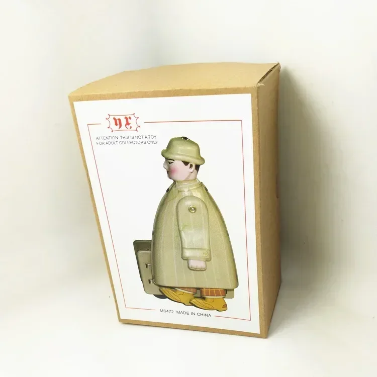 Adult Collection Retro Wind up toy Metal Tin moving travel suitcase man Mechanical Clockwork toy figures model kids gift