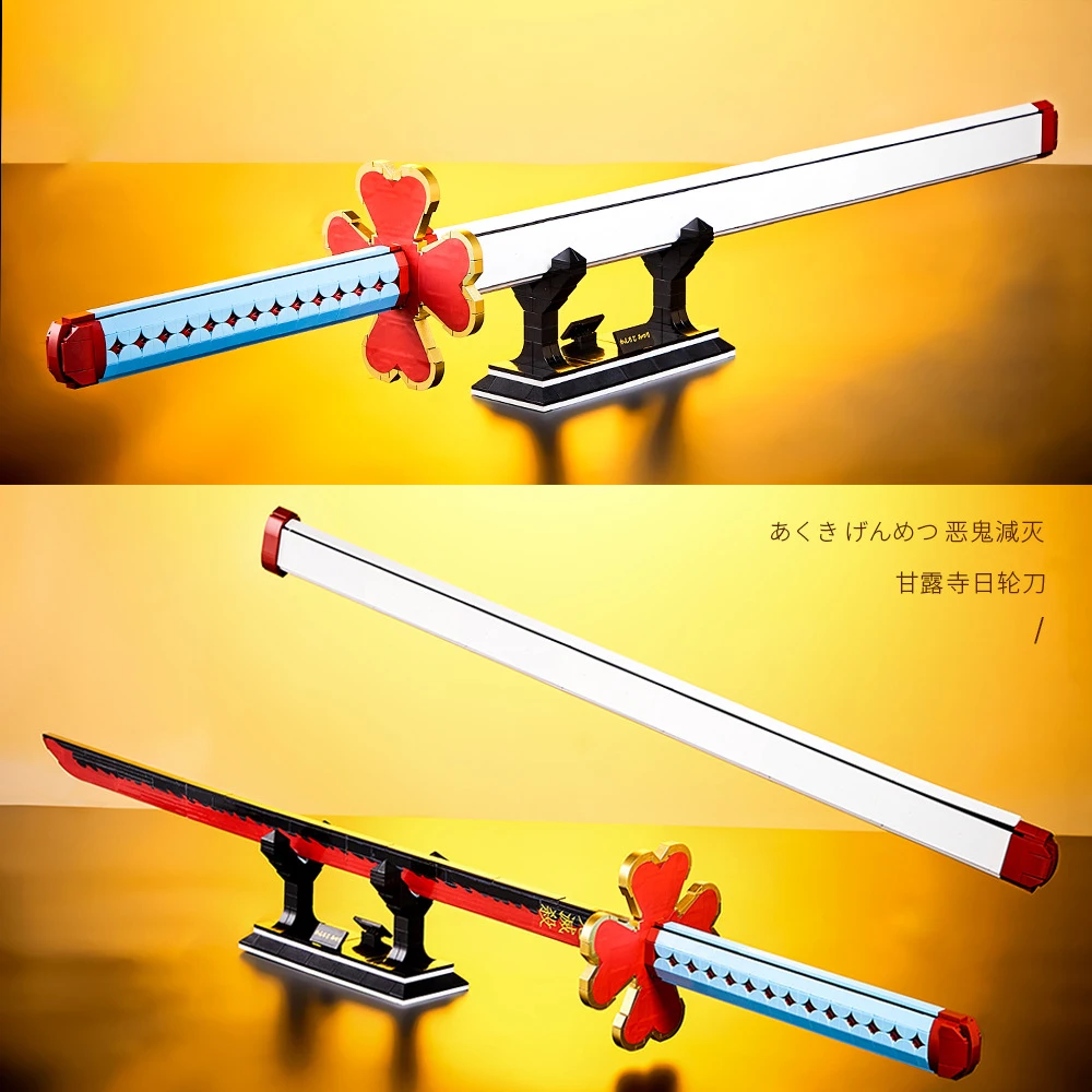 

Anime Character Kanroji Mitsuri Handheld Weapon Nichirin Sword Bricks Toys Building Blocks Assembly Model Compatible With LEGO