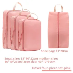 Set of 4 Waterproof Travel Compression Packing Cubes (Pink)