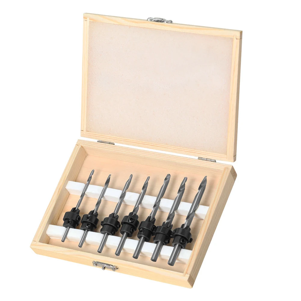 

7PCS Countersink Drill Bits Set Woodworking High Speed Steel 4241 Woodworking Carbide Drill Bits Set For Power Tools