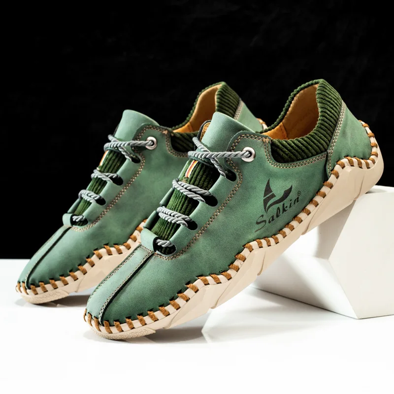 

Handmade Brand Fashion Man Leather Boots Mens Driving Flats Casual Loafers Shoes High Quality Real Comfortable Men shoes