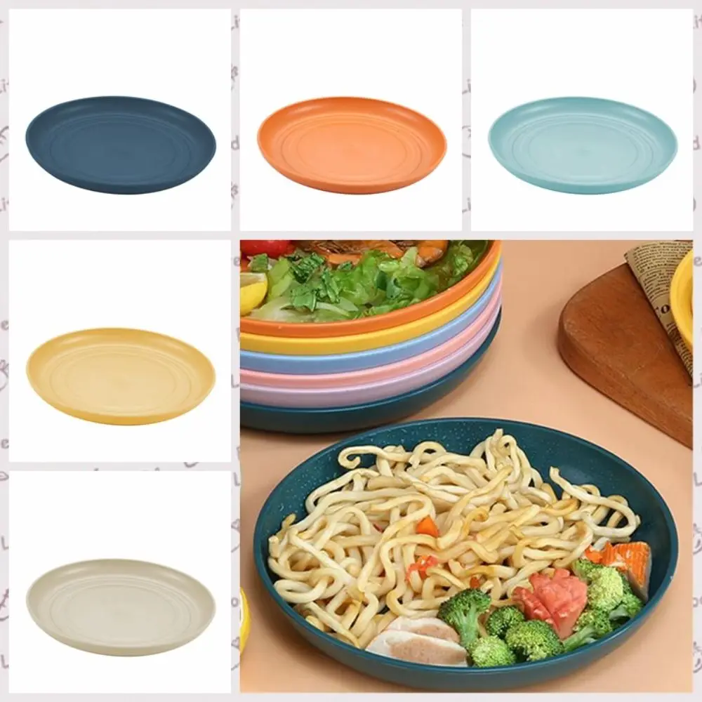 Wheat Straw Plates Plastic Dinner Plates 15cm Round Unbreakable Microwave Safe Tableware
