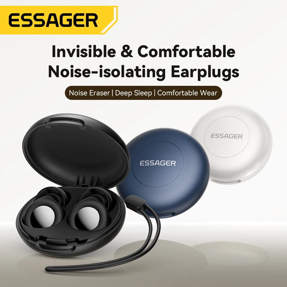 Essager Silicone Ear plugs Sleep Noise Reusable EarPlug Storage Case Soft Anti noise Earplug for Sleep Concerts Travel Work