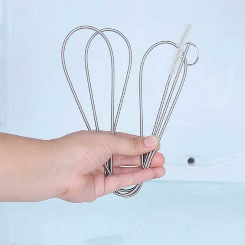 Refrigerator Cleaner Spiral Cleaning Brush Stainless Steel Pipe Bendable Tube Washing Home Supplies
